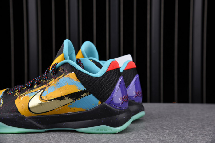 zoom kobe 5 x lakers black/de sol-varsity purple 386430-071