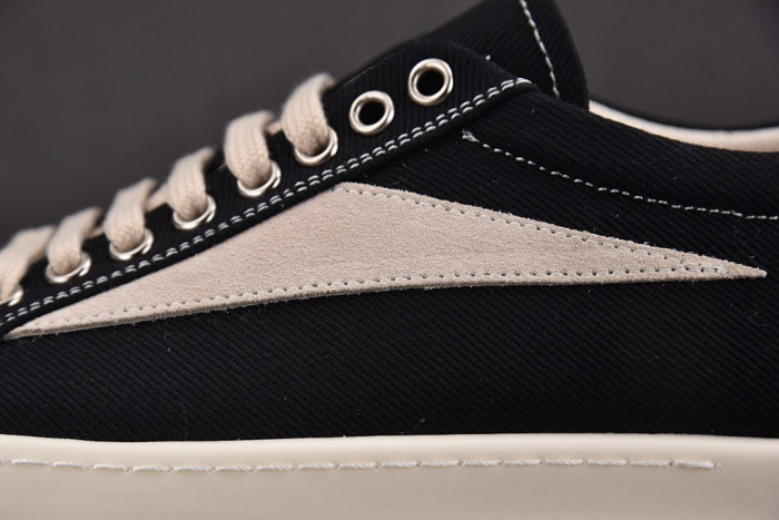 r1ck 0wens sneakers copshpe or-low top37 drkshdw black （denim fabric）