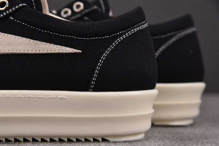 r1ck 0wens sneakers copshpe or-low top37 drkshdw black （denim fabric）