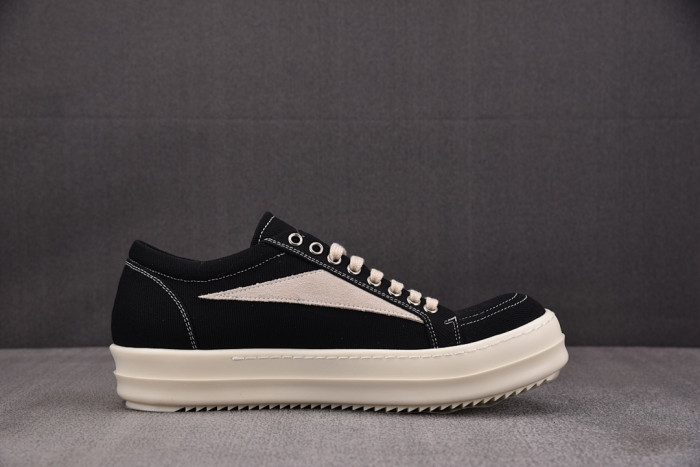 r1ck 0wens sneakers copshpe or-low top37 drkshdw black （denim fabric）