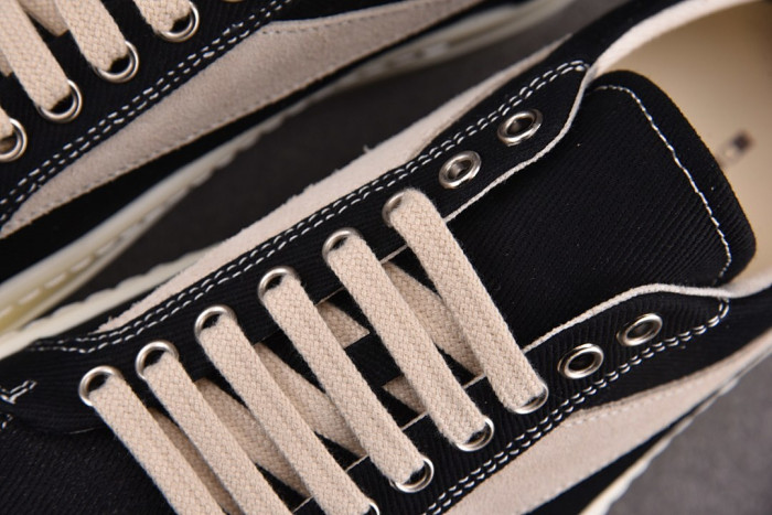r1ck 0wens sneakers copshpe or-low top37 drkshdw black （denim fabric）