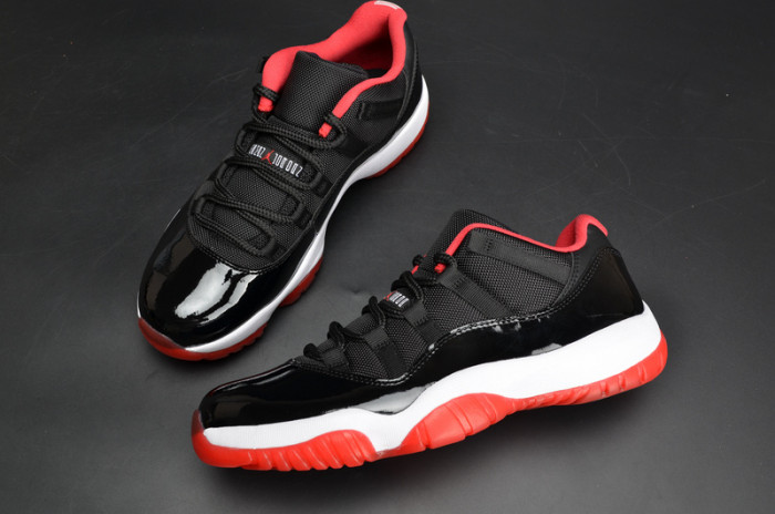 air jordan 11 retro lof "bred" black/ red mens 528895-012