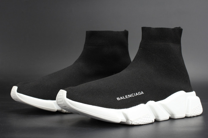 bl stretch mesh high top sneaker black white