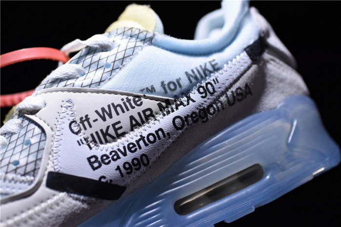 of x nike air max 90 am90 the ten 10 sail muslin virgil abloh aa7293-100