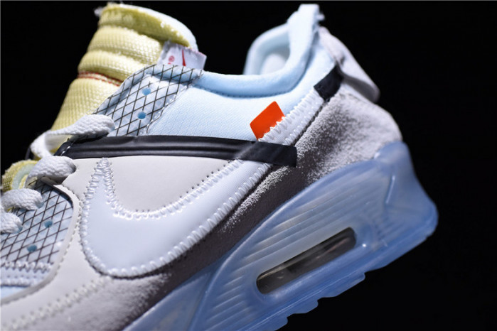 of x nike air max 90 am90 the ten 10 sail muslin virgil abloh aa7293-100